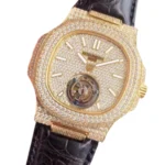 Patek Philippe Nautilus 5711 Tourbillon “Jumbo” Yellow Gold Dial Signature Replica 1:1 - Image 2